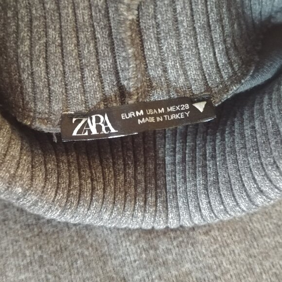 Zara grey sleeveless turtleneck sweater top Medium cotton blend - Picture 12 of 14